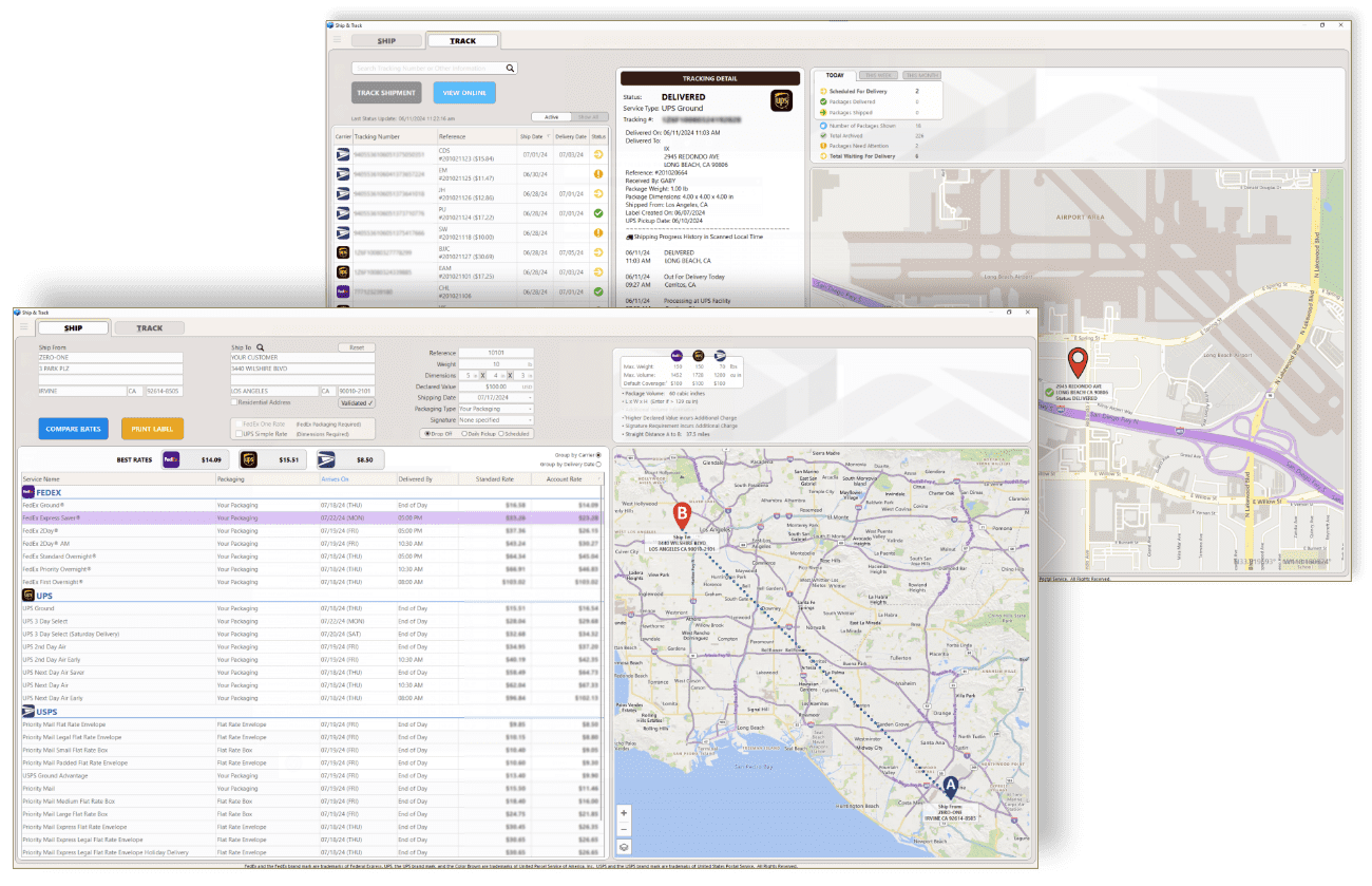 Screenshot of Ship & Track with ship panel in front of track panel.